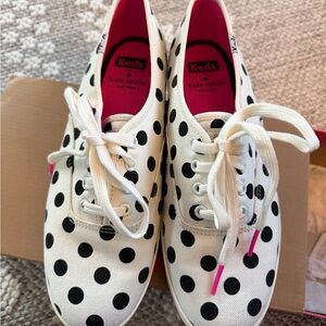 Keds White and Black Polka Dot Sneakers